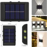 Applique Murale Solaire à 4 LED pour l'Extérieur - Lumière Chaude, Étanche, Idéale pour la Décoration de Jardins et de Cours, Vendu par Winplle Shop