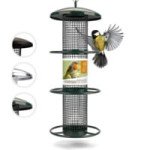  Mangeoire Oiseaux Exterieur 35cm - Distributeur Cacahuètes Oiseaux, Mangeoire À Oiseaux Distributeur Suspendu Imperméabl 