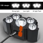 Lampe Frontale à 5 LED avec Batterie 18650 Intégrée - Votre compagnon d'aventure indispensable, Vendu par Winplle Shop